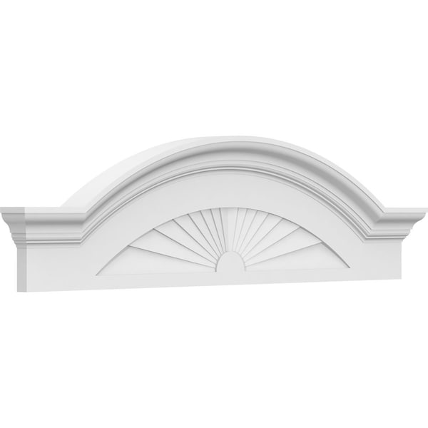 Ekena Millwork Segment Arch W/ Flankers Sunburst Architectural Grade PVC Pediment, 40"W x 11"H x 2-1/2"P PEDPS040X110SGF01 - main